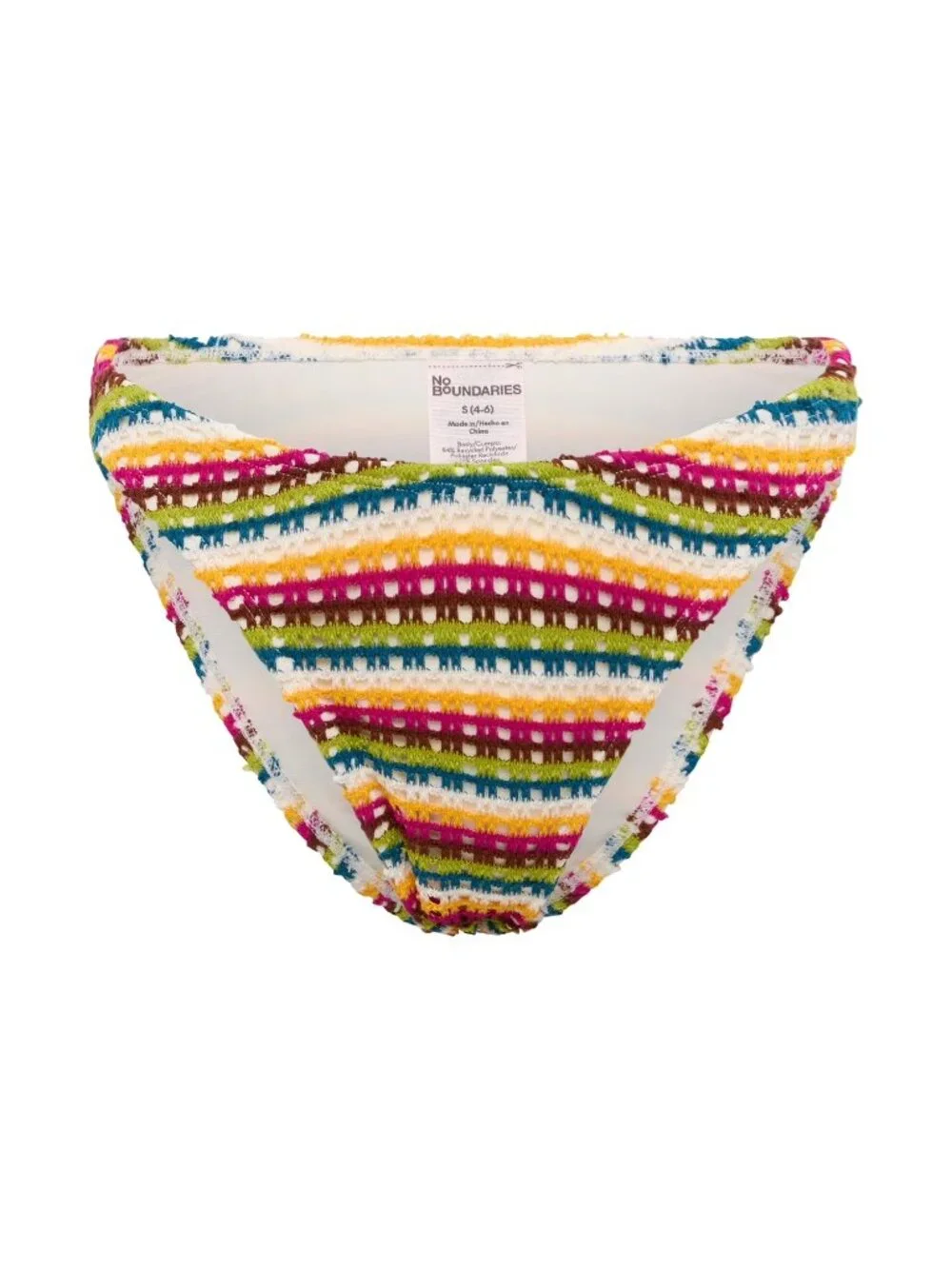No Boundaries Crochet Bikini Bottom High Leg Multicolor Size Large 12-14
